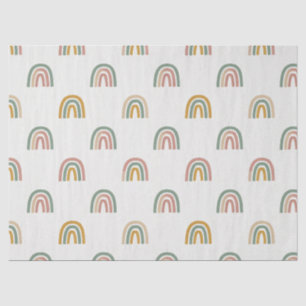 Papier Mousseline Motif scandi bohème arc-en-ciel atténué 