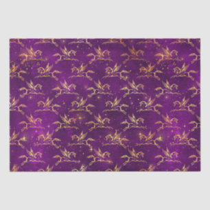 Papier Mousseline Motif scintillant du Pégase doré sur pourpre royal