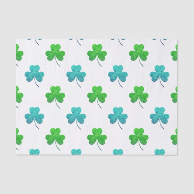 Papier Mousseline Motif Shamrock aquarelle (Recto)
