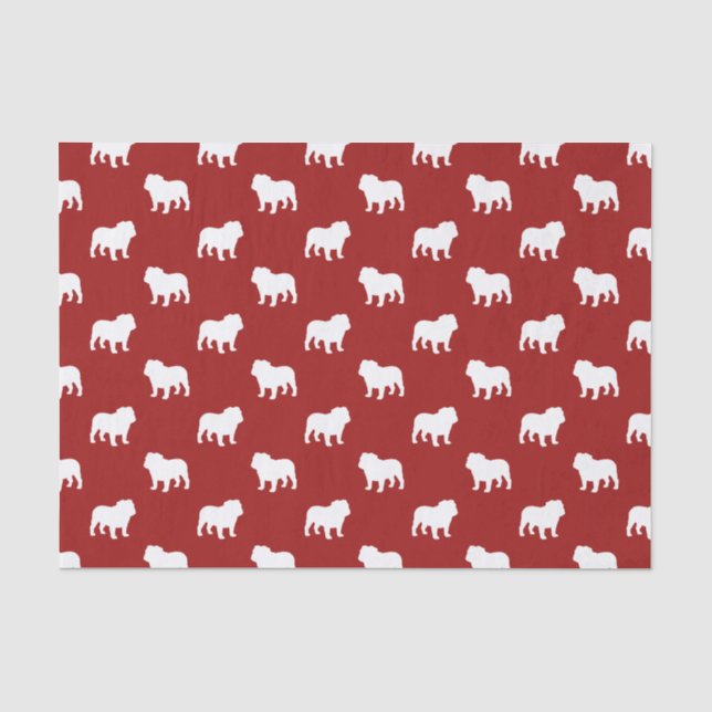Papier Mousseline Motif Silhouettes Bouledogue (Recto)