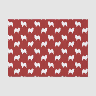 Papier Mousseline Motif Silhouettes Samoyède Rouge