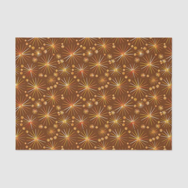 Papier Mousseline Motif Spoutnik du milieu du siècle, Brown au choco (Recto)