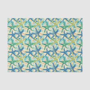 Papier Mousseline Motif Starfish Découpage bleu et vert