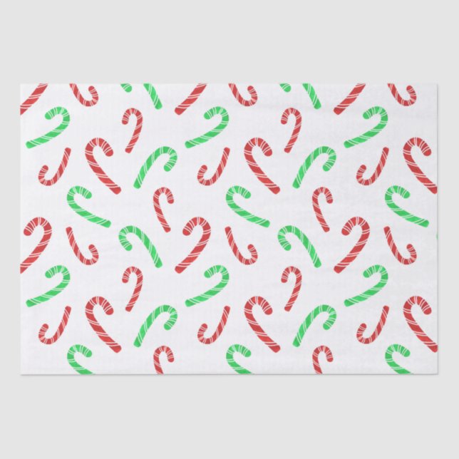 Papier Mousseline Motif Sucre de canne couleur rouge et vert (Recto)