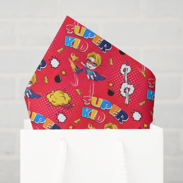 Papier Mousseline motif super-héros carrelé (Sac cadeau)