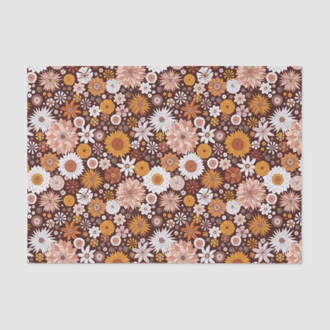 Papier Mousseline Motif super Retro Flower Garden (Recto)