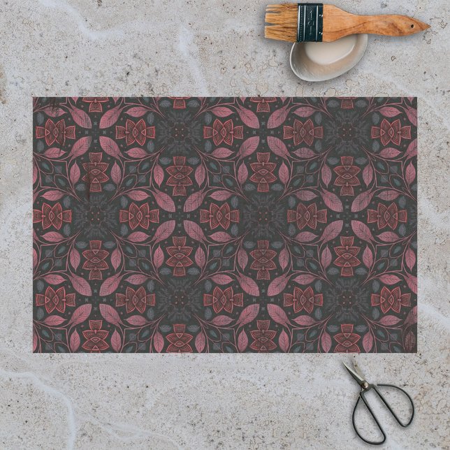 Papier Mousseline Motif symétrique complexe rose gris (Créateur téléchargé)