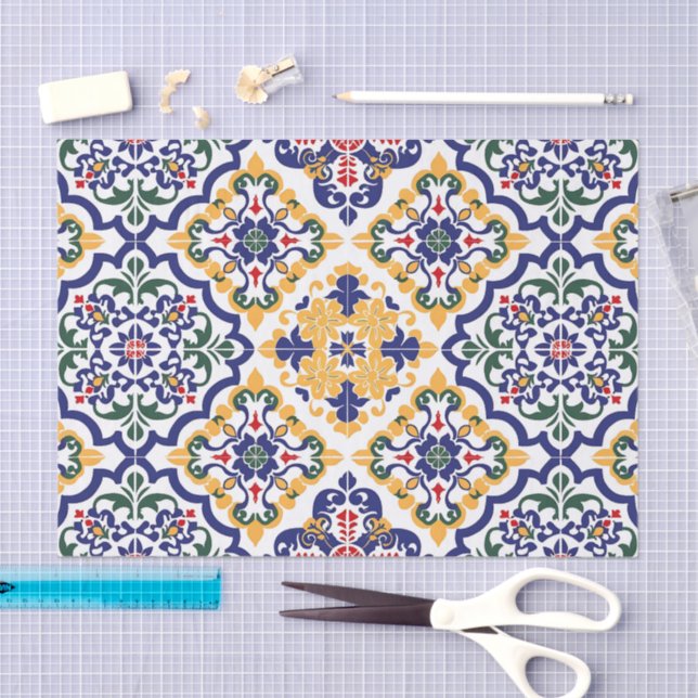 Papier Mousseline Motif Talavera mexicain (Artisanat)