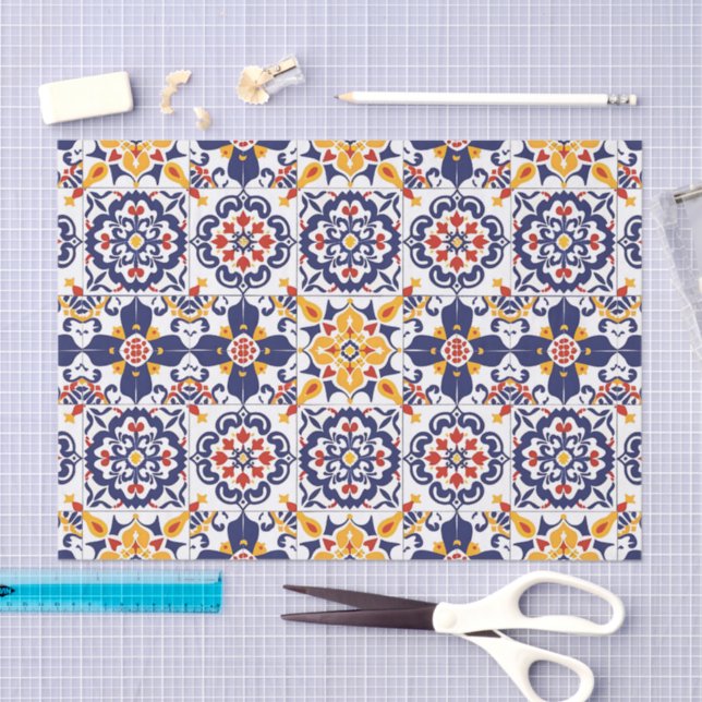 Papier Mousseline Motif Talavera mexicain (Artisanat)