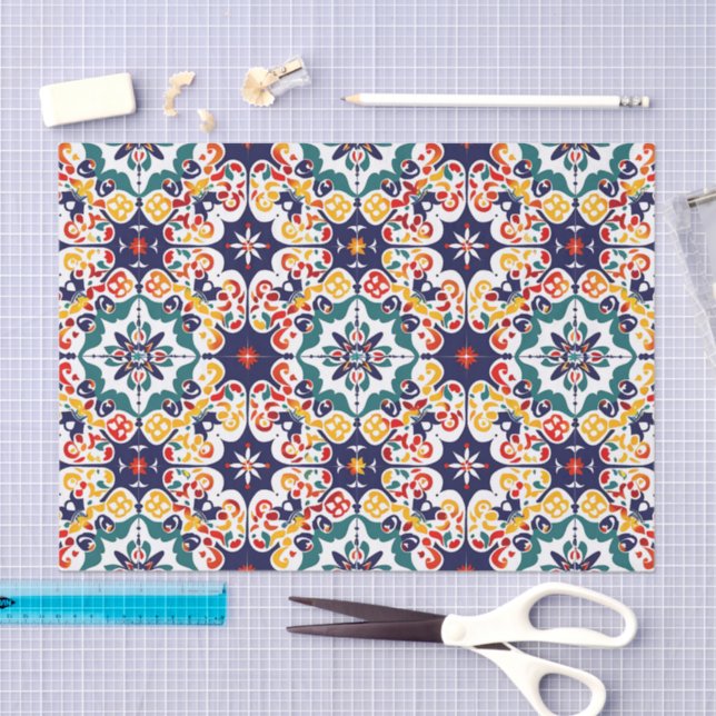 Papier Mousseline Motif Talavera mexicain (Artisanat)