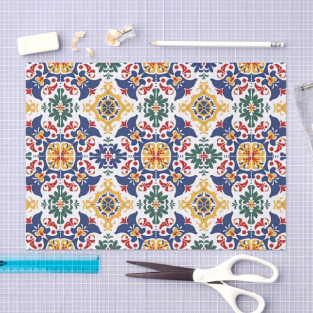 Papier Mousseline Motif Talavera mexicain (Artisanat)