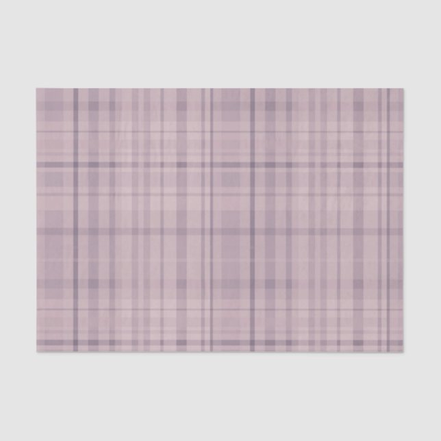 Papier Mousseline Motif Tartan rose mauve (Recto)