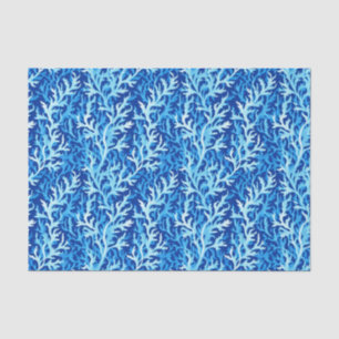 Papier Mousseline Motif textile du littoral d'algues bleues