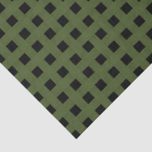 Papier Mousseline Motif Tissé Vert Noir