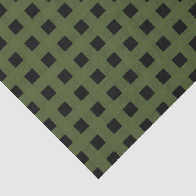 Papier Mousseline Motif Tissé Vert Noir (Détail)