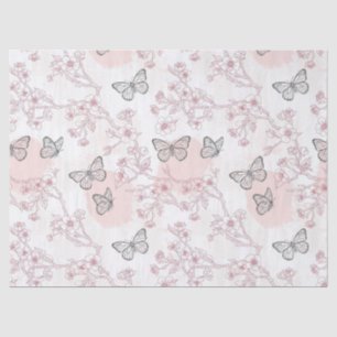 Papier Mousseline Motif toile de fond botanique papillon vintage (8)