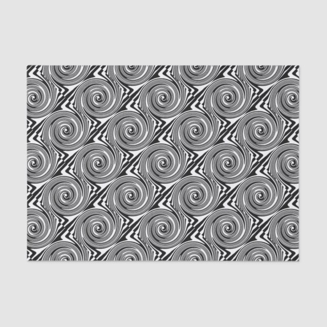 Papier Mousseline motif tourbillon noir et blanc (Recto)