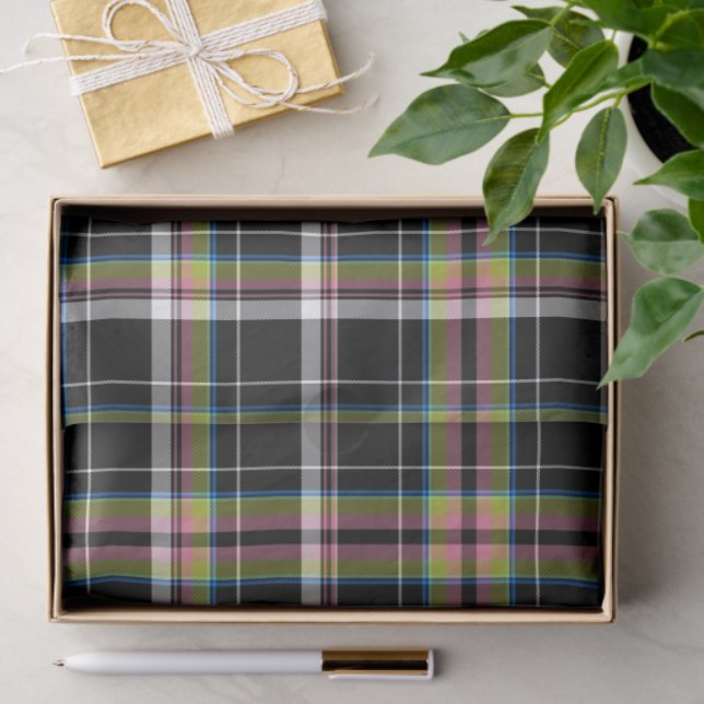 Papier Mousseline Motif traditionnel Olive Green Tartan moderne  (Cadeau)