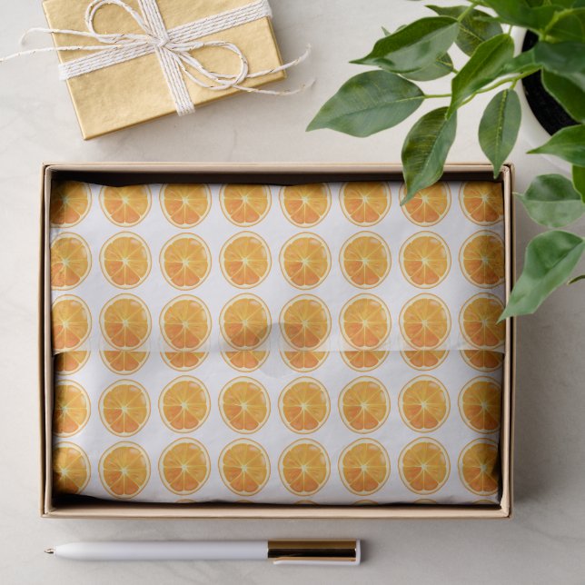 Papier Mousseline Motif Tranches d'Orange (Cadeau)