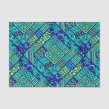 Motif tribal abstrait vert-bleu de Boho