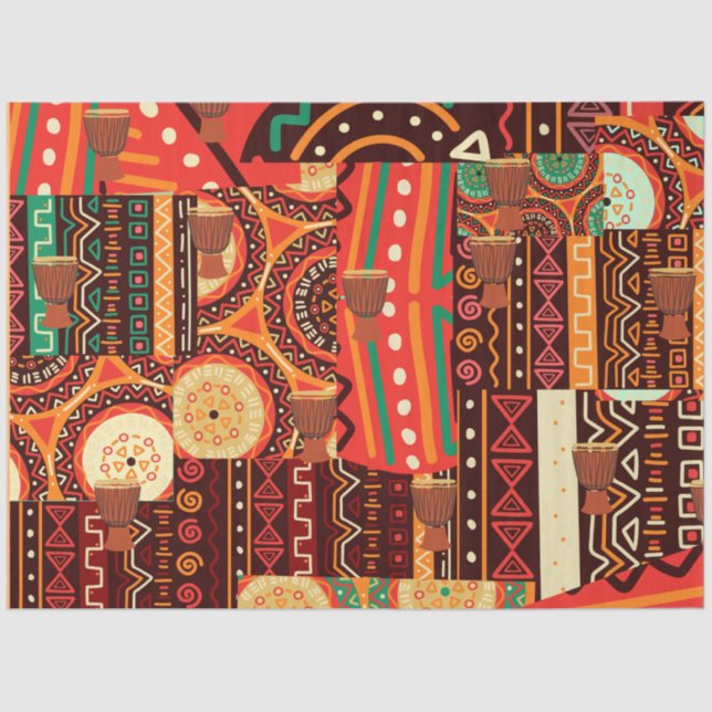 Papier Mousseline Motif tribal Afrocentrique Kente (Recto)