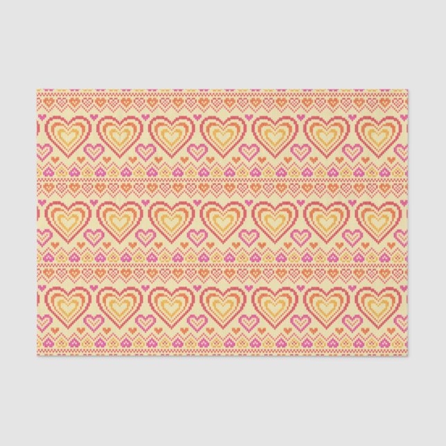 Papier Mousseline Motif tricoté par Saint-Valentin (Recto)