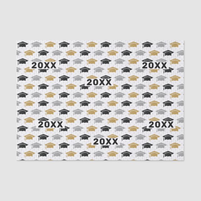 Papier Mousseline Motif trio casquette de l'année personnalisée (Recto)