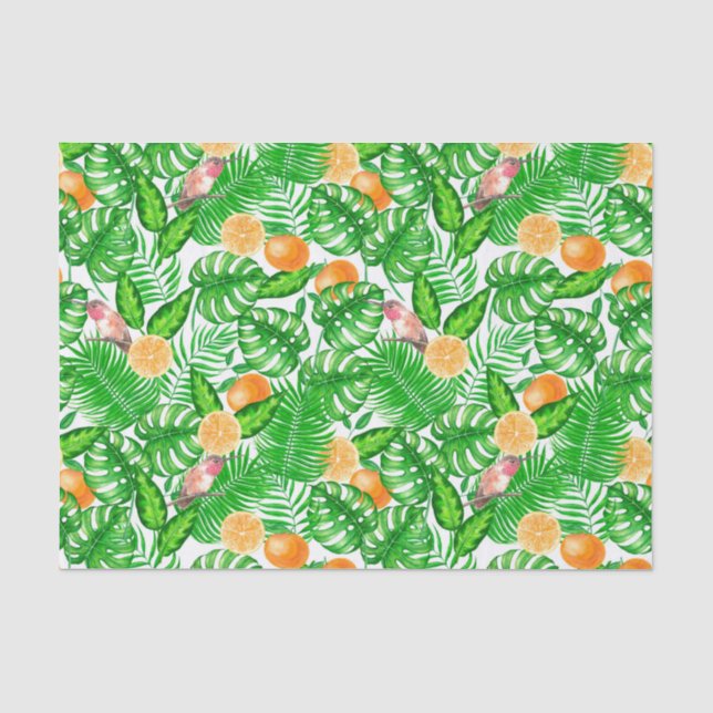 Papier Mousseline Motif tropical, colibris II (Recto)
