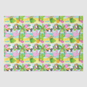 Papier Mousseline Motif tropical d'été de toucan et de flamant rose