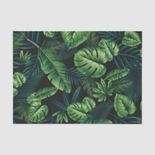 Papier Mousseline Motif Tropical Noir