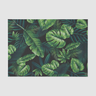 Papier Mousseline Motif Tropical Noir