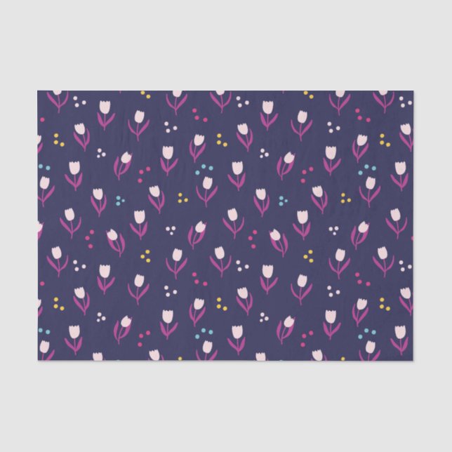 Papier Mousseline Motif tulipe violette (Recto)