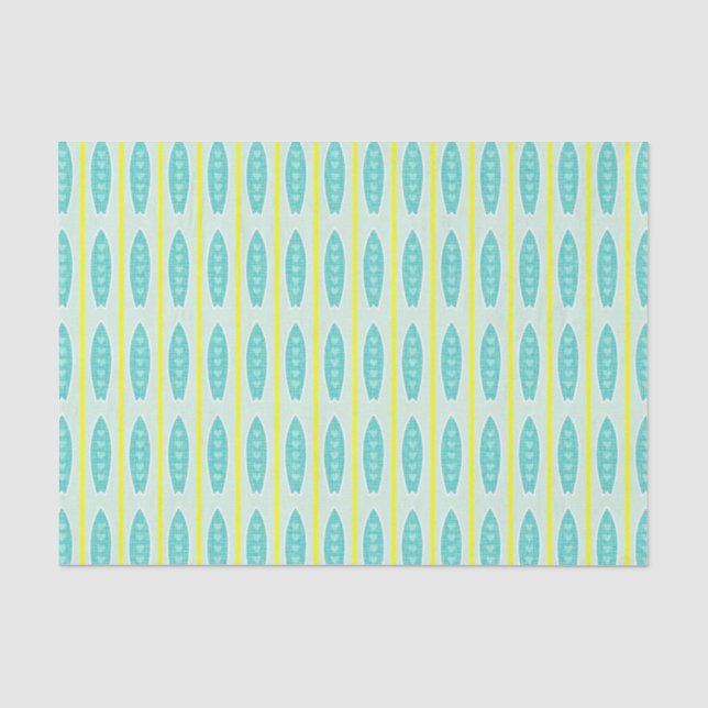 Papier Mousseline Motif turquoise de planches de surf (Recto)