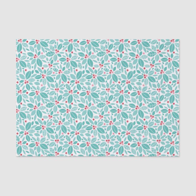 Papier Mousseline Motif turquoise de poinsettia (Recto)