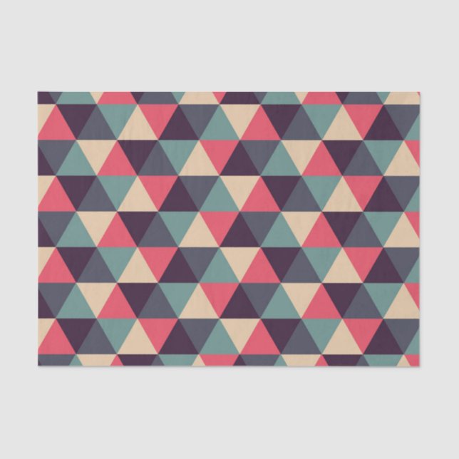 Papier Mousseline Motif turquoise et rose de triangle (Recto)