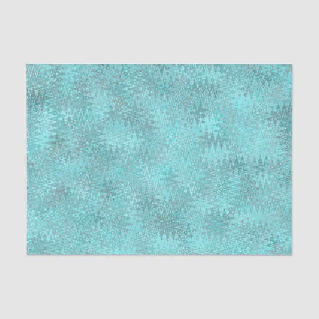 Papier Mousseline Motif Turquoise Zigzag (Recto)