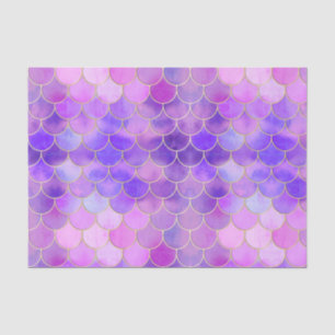 Papier Mousseline Motif Ultra Violet & Gold Mermaid