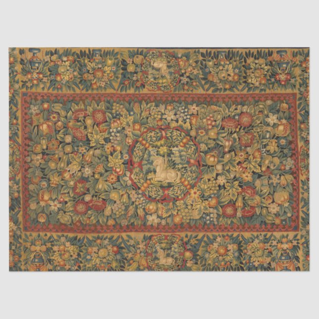 Papier Mousseline Motif Unicorne Floral (Recto)