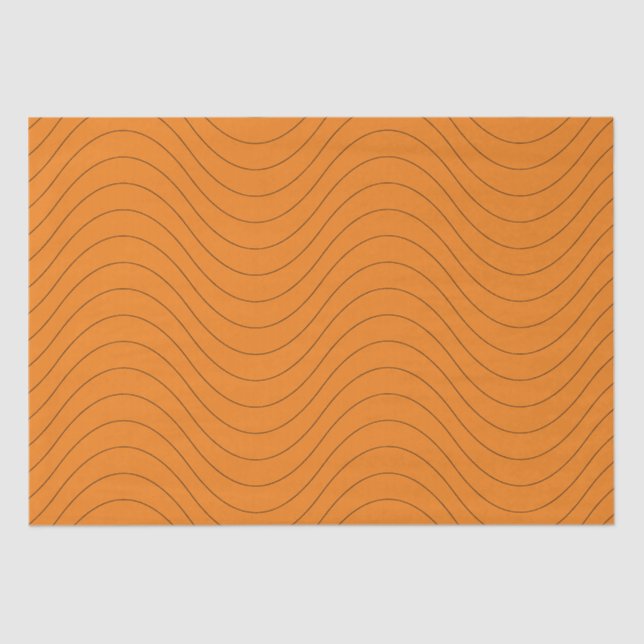 Papier Mousseline Motif Vague Noir Et Orange (Recto)