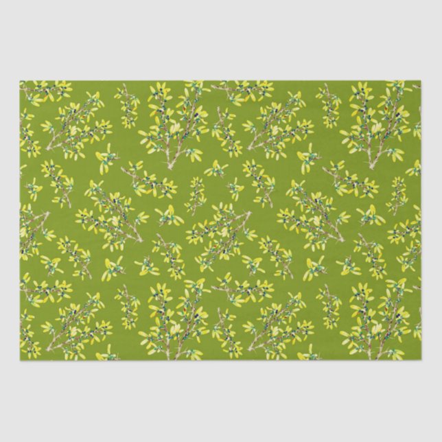 Papier Mousseline Motif vert Blackthorn (Recto)