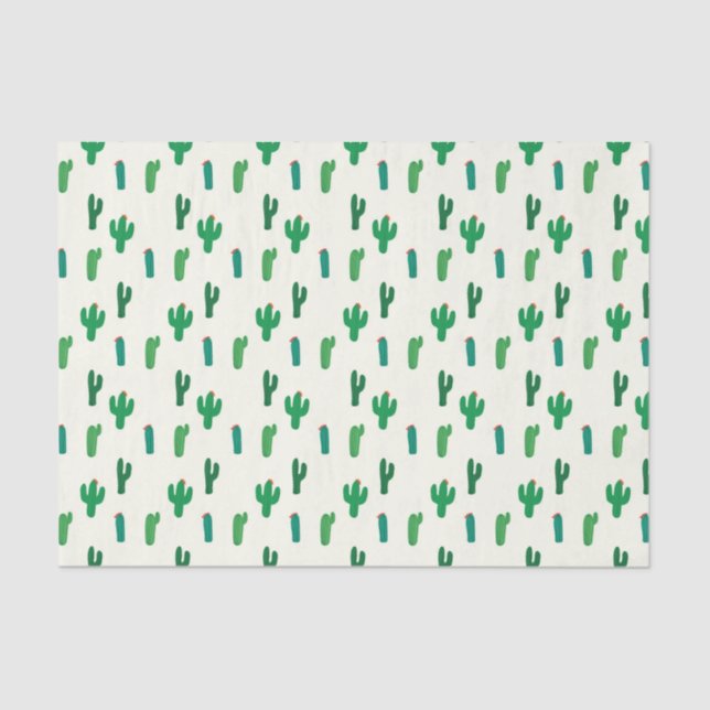 Papier Mousseline Motif vert clair de cactus (Recto)