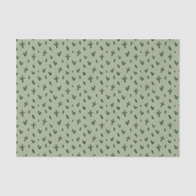 Papier Mousseline motif vert d'arbre de Noël simple (Recto)