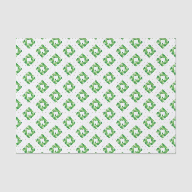Papier Mousseline Motif vert de dent de plaid (Recto)