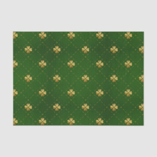 Papier Mousseline Motif vert d'or de trèfle