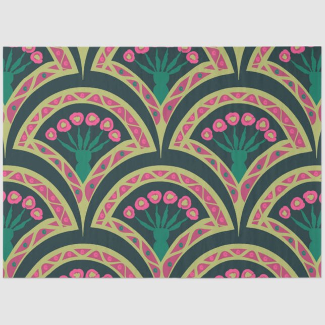 Papier Mousseline motif vert en forme de coque (Recto)