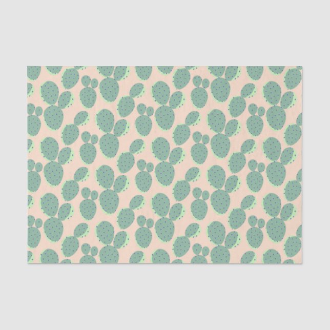 Papier Mousseline Motif vert et rose de cactus (Recto)