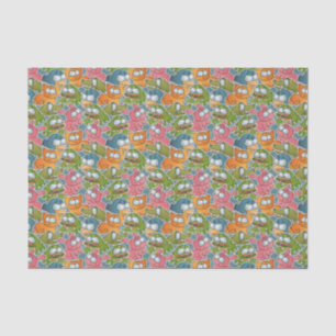 Papier Mousseline Motif vintage avec des animaux de bande dessinée