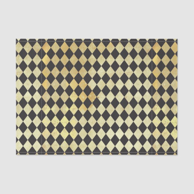 Papier Mousseline Motif vintage Black & Gold Harlequin (Recto)