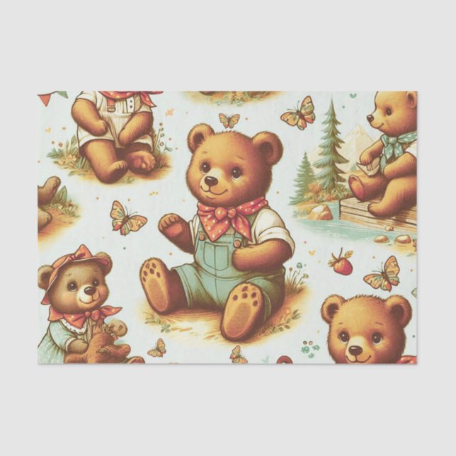 Papier Mousseline Motif vintage Cute Teddy Bear (Recto)