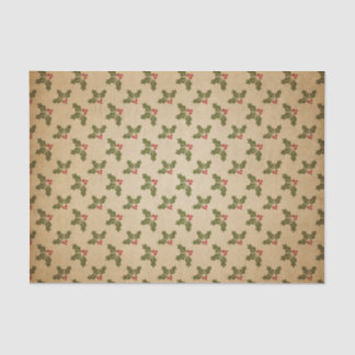 Papier Mousseline Motif vintage de houx de Noël